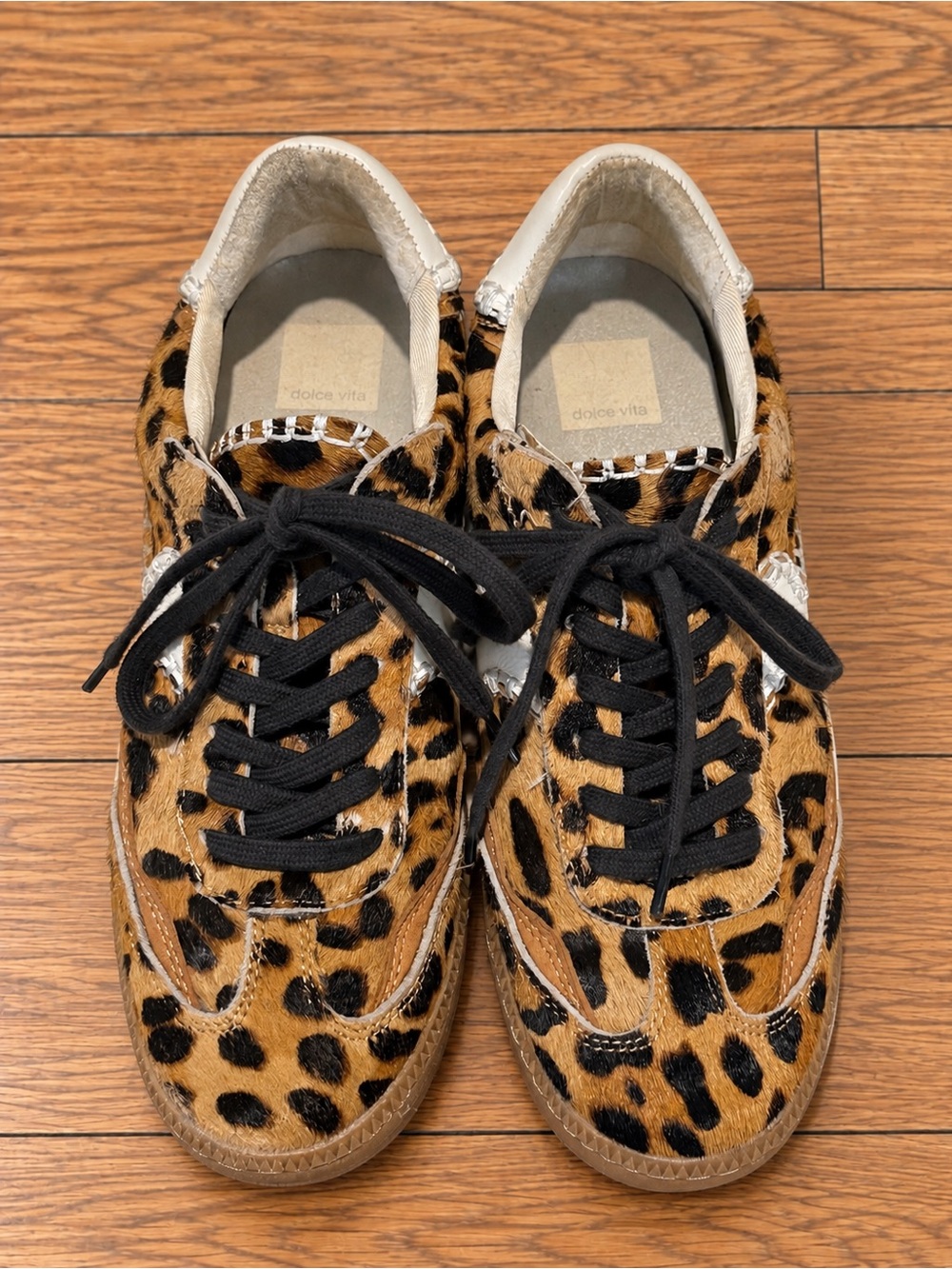Dolce Vita Leopard Print Calf Hair Retro Sneakers Size 7.5